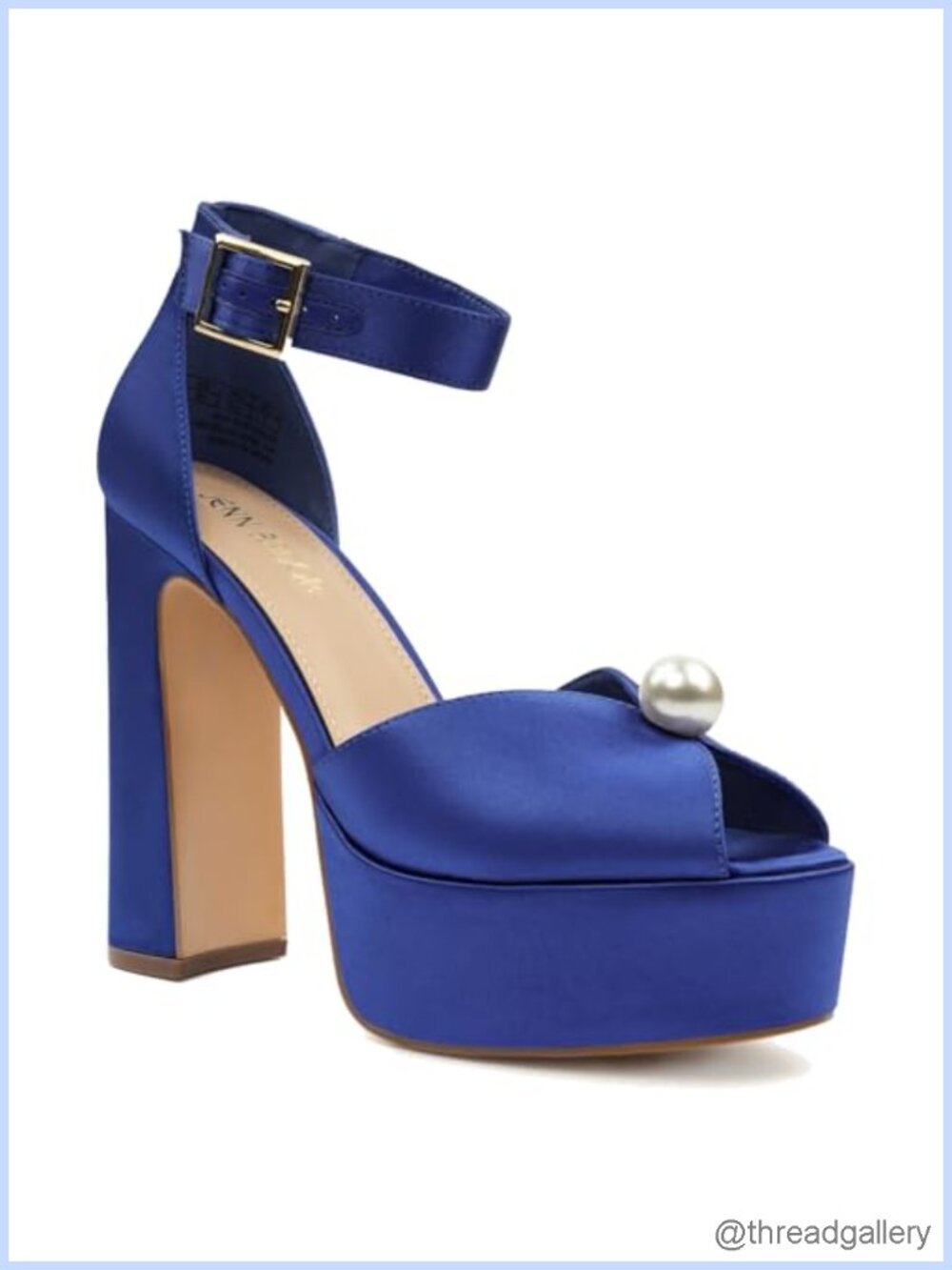 Women's Chunky Platform Heels Peep Toe Satin Block Ankle Strap 4.5in Party
